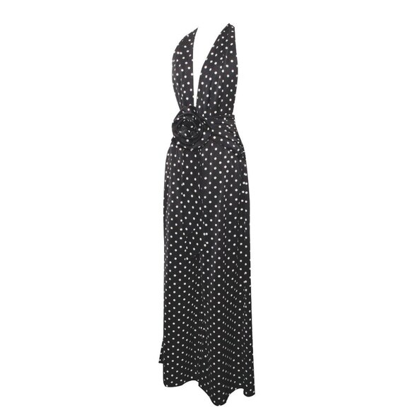 Oriana Black Polka Dots Halter Jumpsuit - Picture 13 of 16